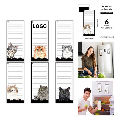 7.5 x 3.2" 30 Sheets Cat Magnetic Notepad Magnet Back-Memo Pad Reminders Notepad